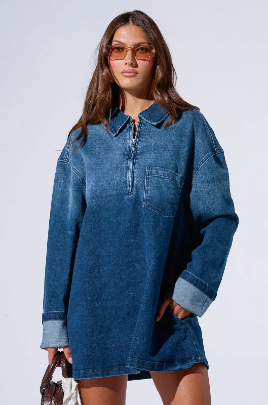 COOL GIRL OVERSIZED DENIM SHIRT DRESS