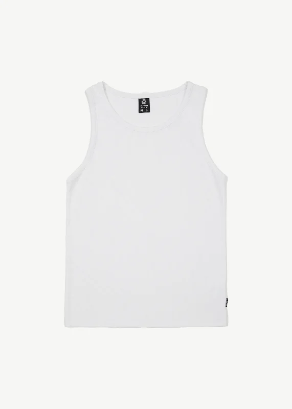 AFENDS Mens Paramount - Ribbed Singlet - White