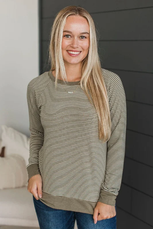 Better Than Yesterday Striped Top- Olive