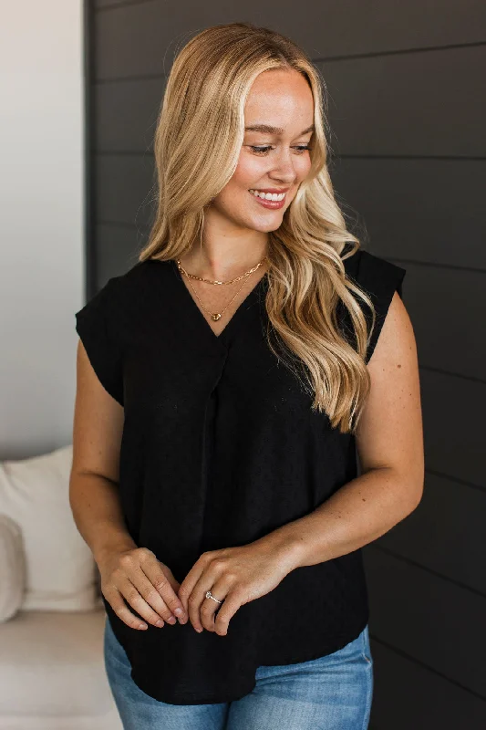 Forever Crush Cap Sleeve Top- Black