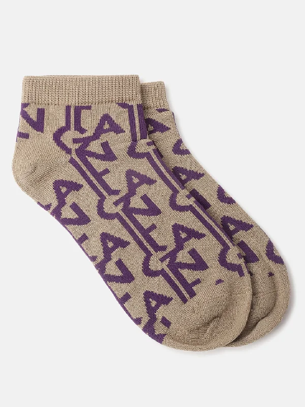 Gant Women Khaki Patterned Ankle Length Socks (Pack of 1)