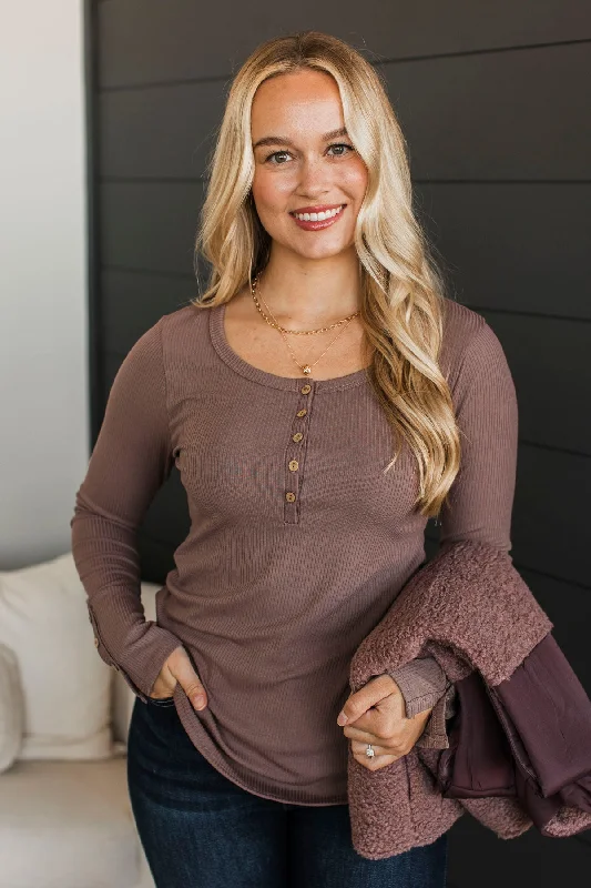 Give Your Best Henley Top- Mocha