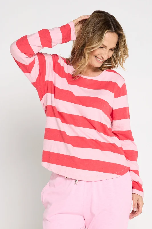 Spritz Stripe Long Sleeve Tee - Coral Stripe