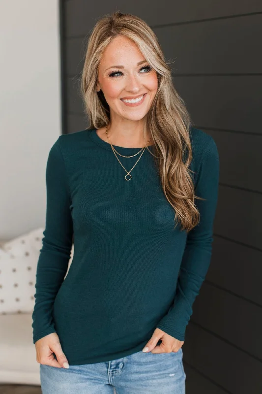 Super Lovable Long Sleeve Top- Dark Teal