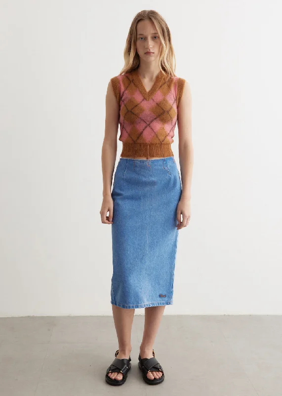 Bleached Coated Denim Skirt