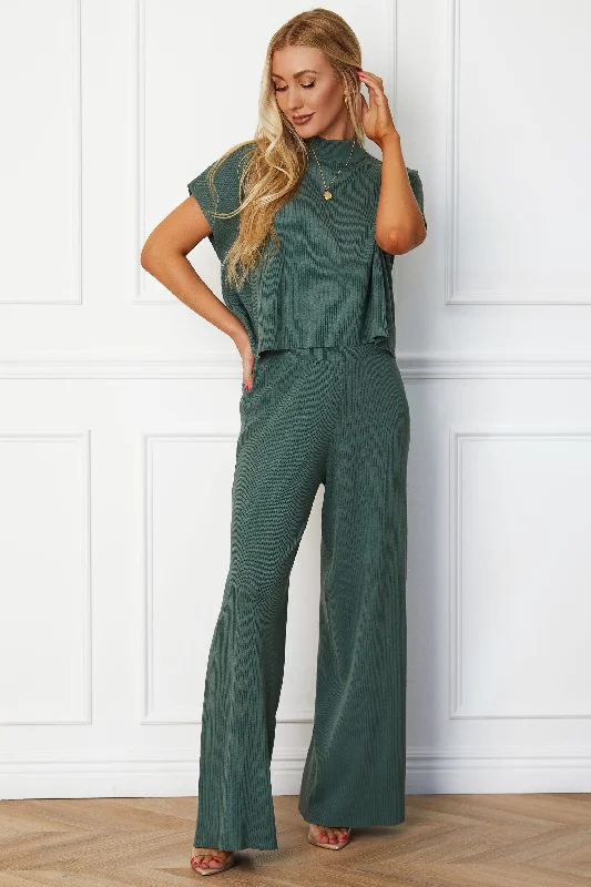 Carlie Green Top and Pants Set