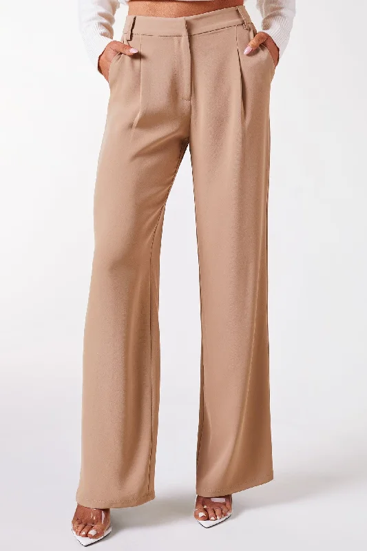 Good Feeling Beige High Rise Pants