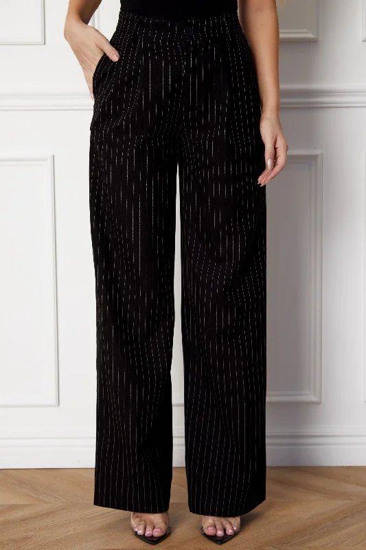 Harper Black Pinstripe Straight Pants