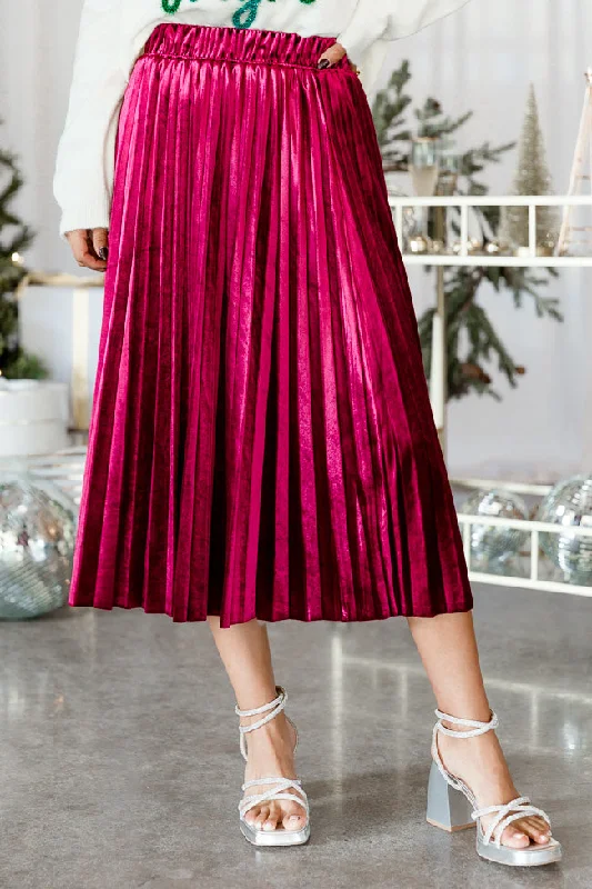 Message In A Bottle Burgundy Velvet Midi Skirt FINAL SALE