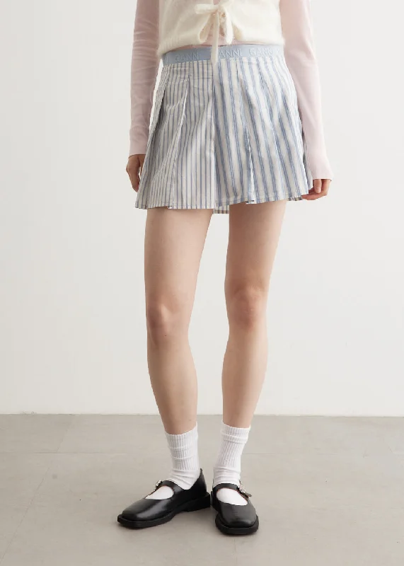 Stripe Pleated Mini Skirt