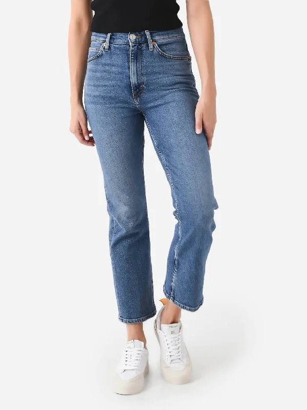 70S Crop Boot Jean In Mid Blue