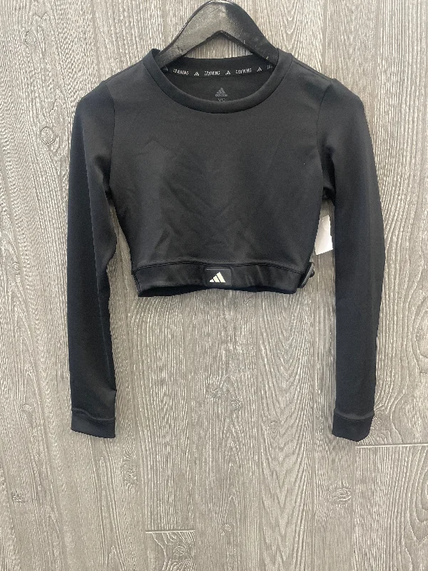 Athletic Top Long Sleeve Crewneck By Adidas In Black, Size: Xs