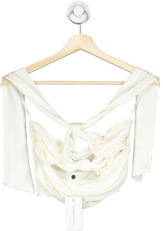 Lovers and Friends Cream Twisted Knot Top UK XS