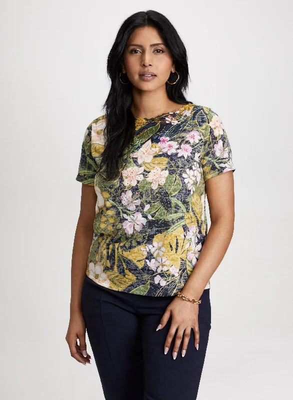 Openwork Floral Top