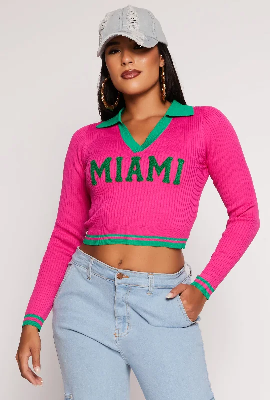 Miami Chenillie Patch Cropped Sweater