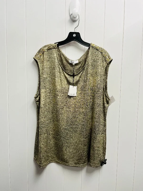 Top Short Sleeve By Calvin Klein In Gold, Size: 1x