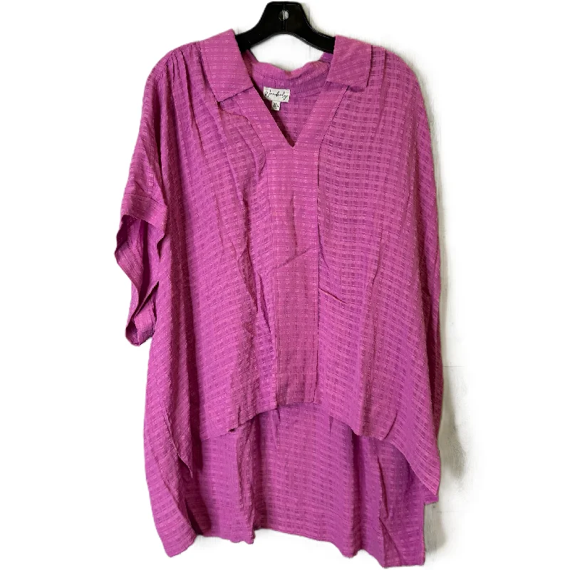 Top Short Sleeve By Wonderly In Pink, Size: Xxl