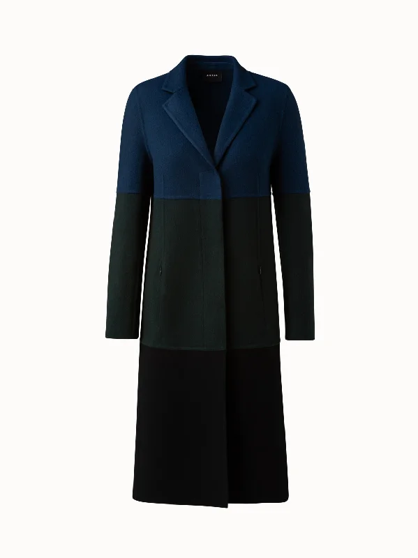 Cashmere Double-Face Colorblock Long Coat