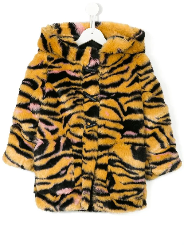 Kenzo Kids Tiger Stripe Faux-fur Coat