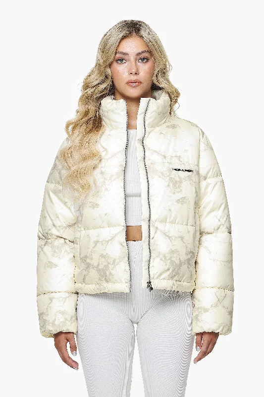 Royal Marble Puffer Jacket Bone White Fossil Taupe