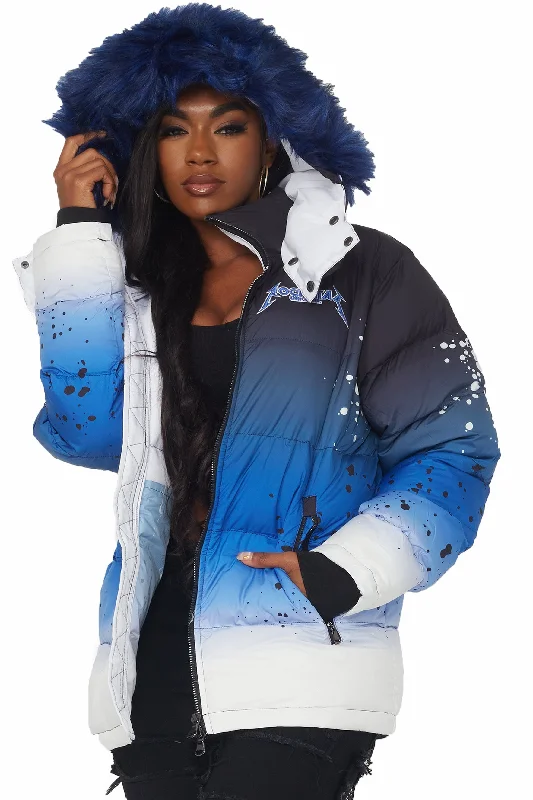 Valentina Royal Blue Oversized Puffer Jacket