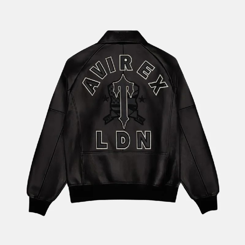 Trapstar X Avirex Icon Leather Jacket - Black