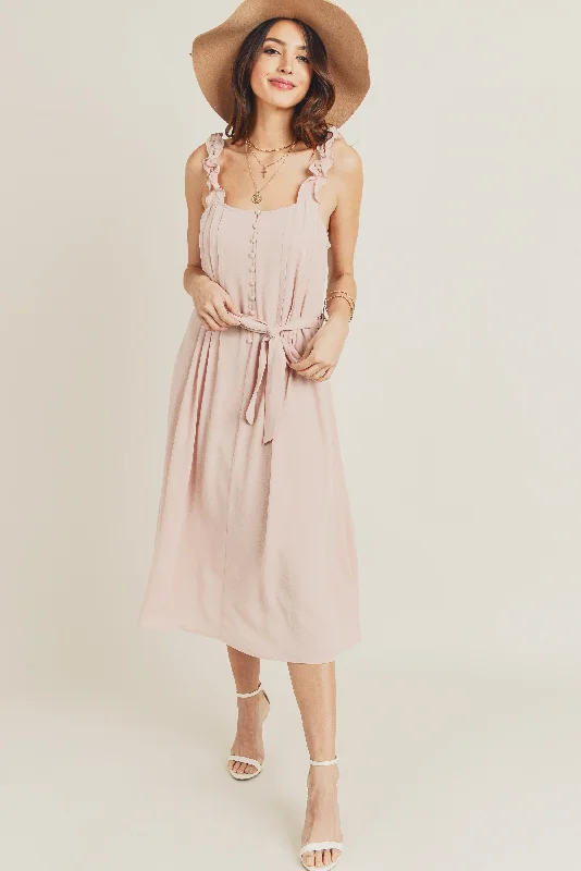 Sleeveless Ruffle Strap Midi Dress