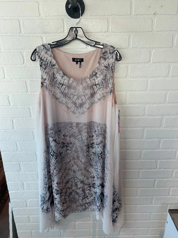 Dress Party Midi By Dkny In Grey & Pink, Size: L