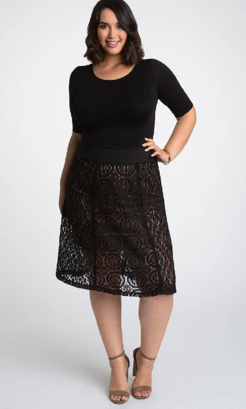 Kiyonna Muse Lace Midi Skirt Short Dress