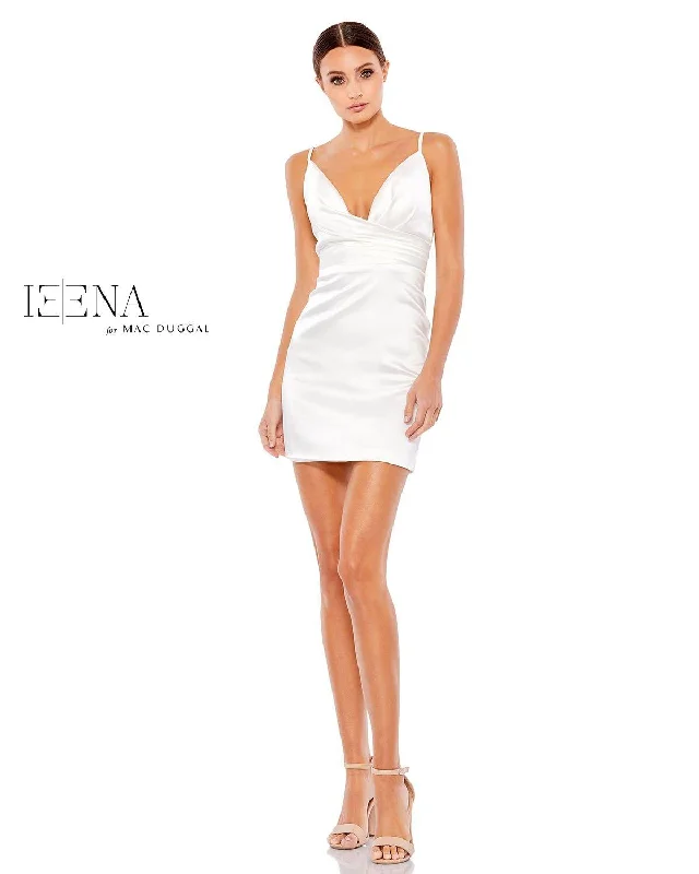 White 4 Mac Duggal 26481 Short Spaghetti Strap Mini Dress Sale