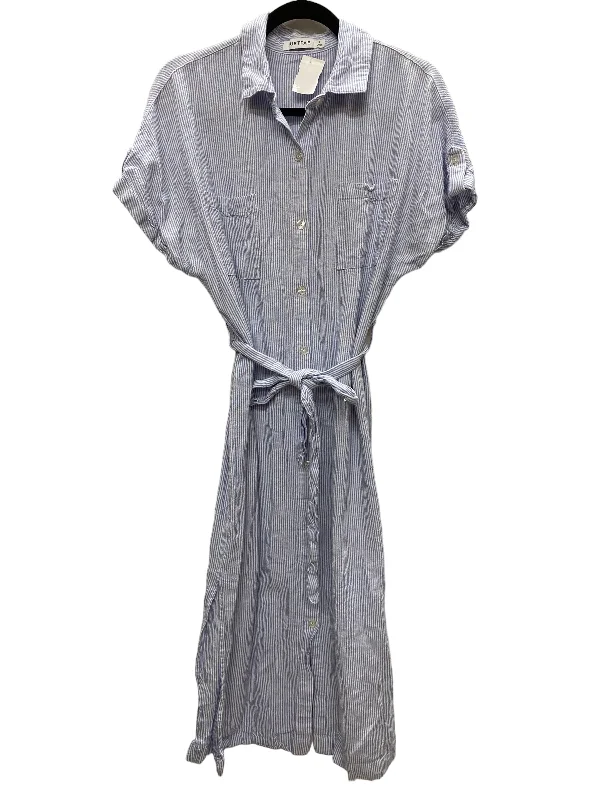 Dress Casual Maxi By Just Fab In Blue & White, Size: L