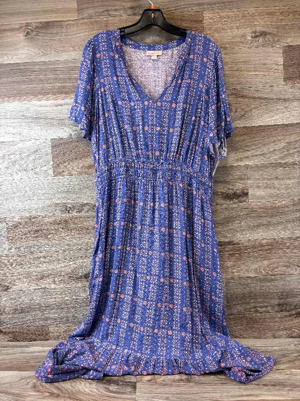 Dress Casual Maxi By Knox Rose In Blue & Orange, Size: Xl