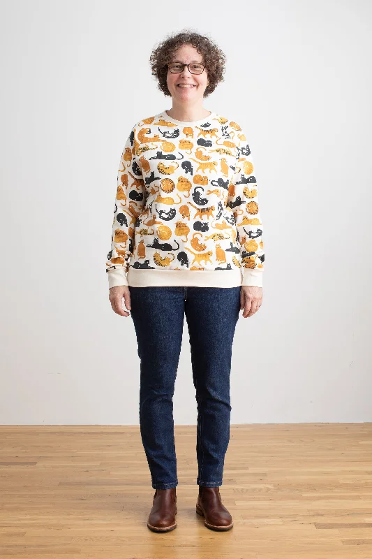 Adult Sweatshirt - Cat Friends Gold & Yellow