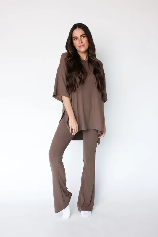 All Weekend Long Pant Set Taupe Brown