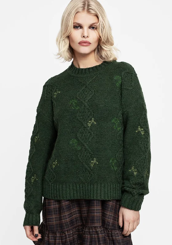 Barberry Embroidered Diamond Knit Jumper