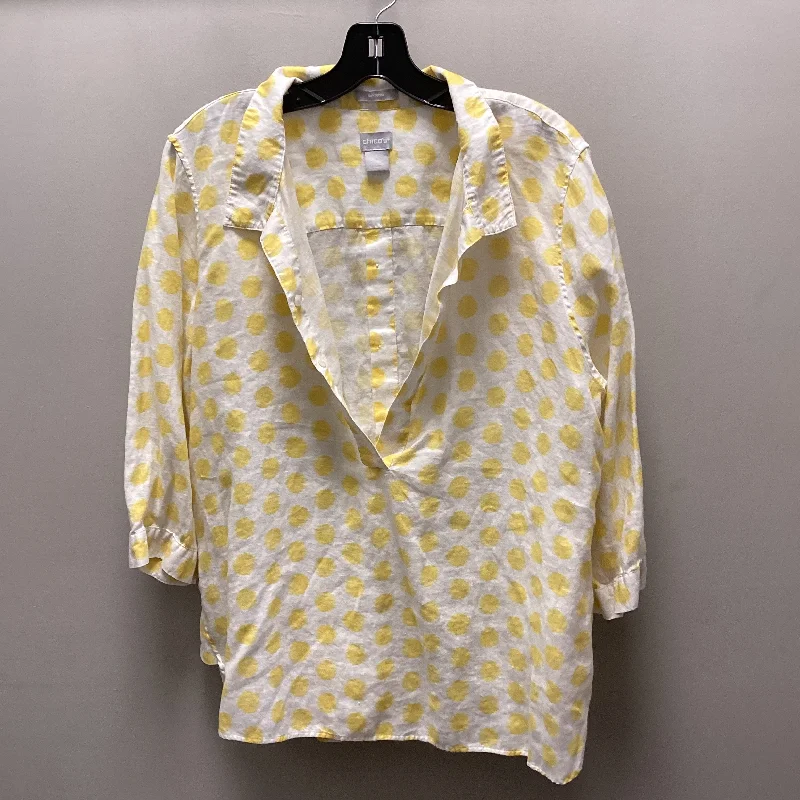 Blouse Long Sleeve By Chicos In Yellow, Size: Xl