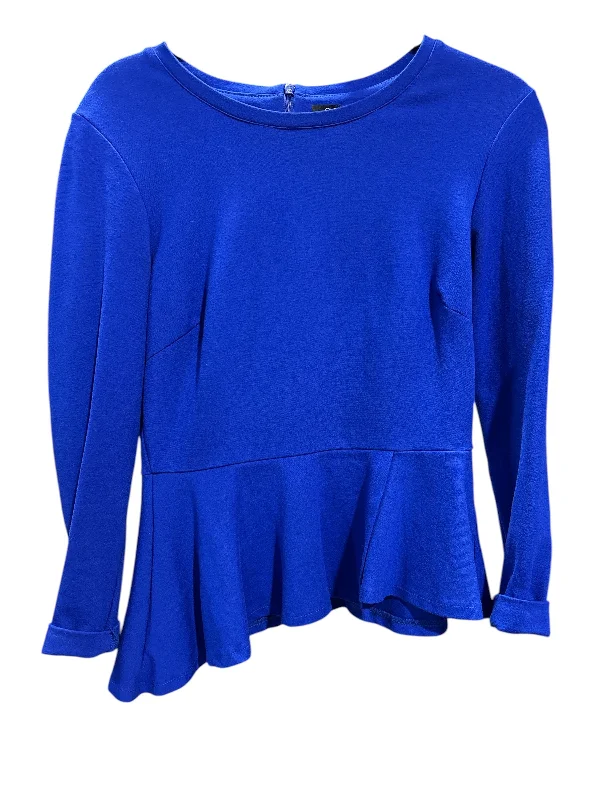 Blouse Long Sleeve By Clothes Mentor In Blue, Size: M