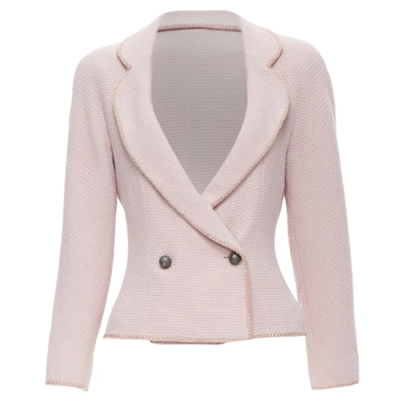 Christian Dior John Galliano Tweed Ribbon Trimmed Blazer