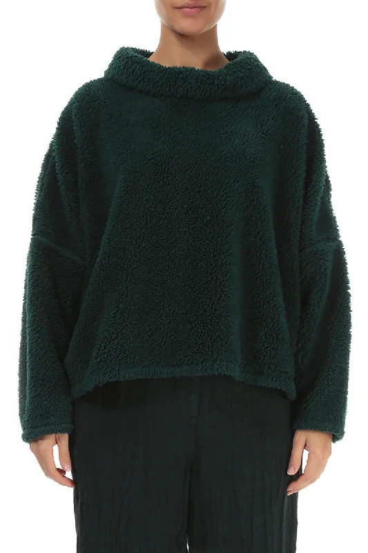 Cowl Neck Emerald Teddy Cotton Jumper