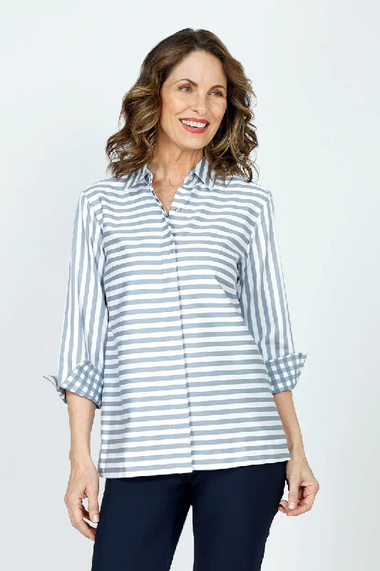 Hinson Wu Xena Striped Zip Back Blouse