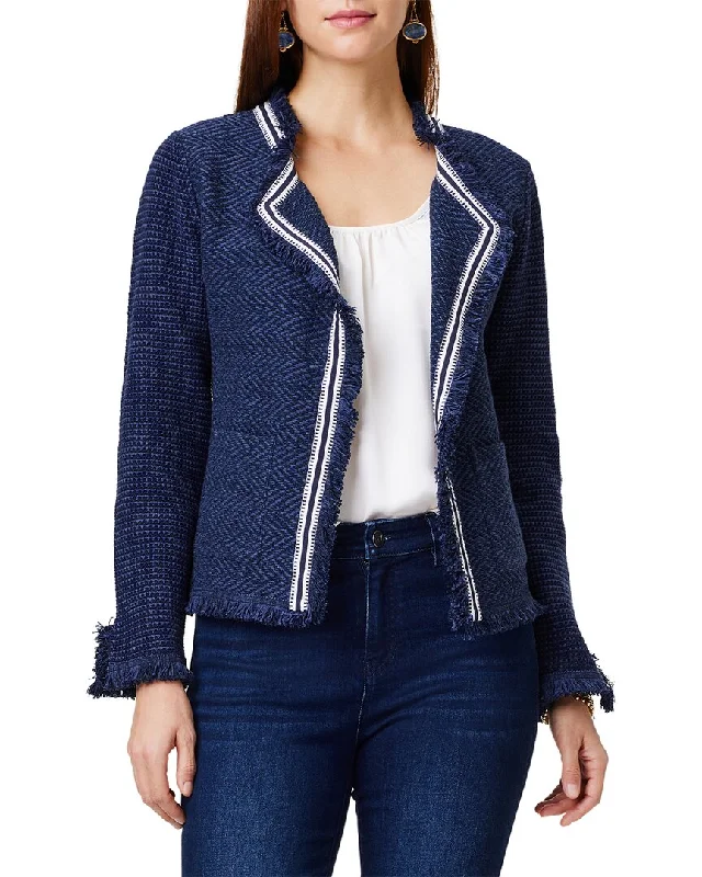 NIC+ZOE Ribbon Trim Fringe Mix Knit Jacket