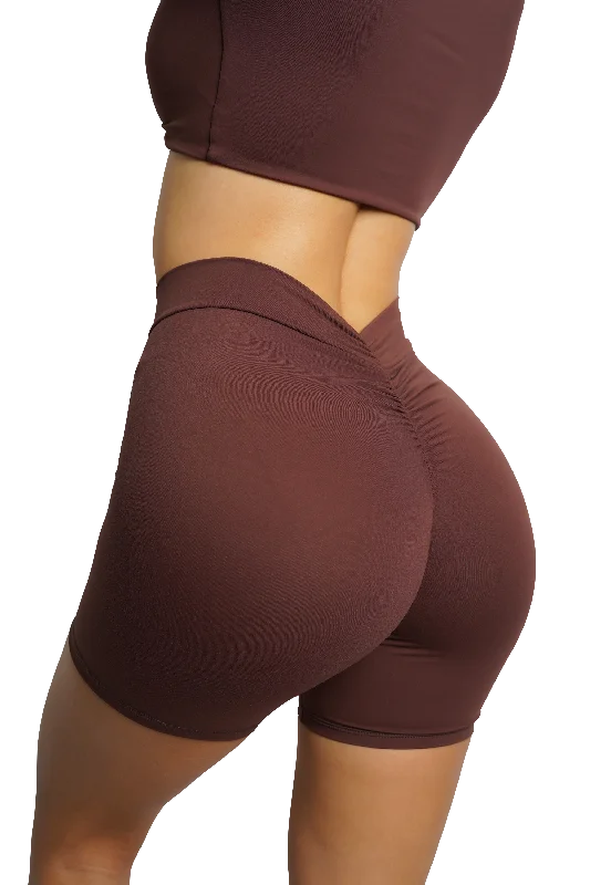 SCULPT V-BACK SHORTS - BROWN